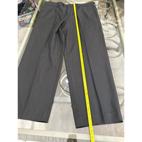 Structure Mens Dress Pants 38x30 Pinstripe Black Polyester/Viscose Trousers - Picture 6 of 6